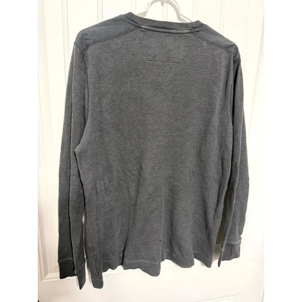 Banana Republic Henley Shirt Mens XL Gray Waffle Knit Thermal Long Sleeve